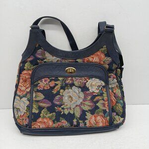 Vintage Pacific Connections Floral Tapestry Handbag Purse Blue